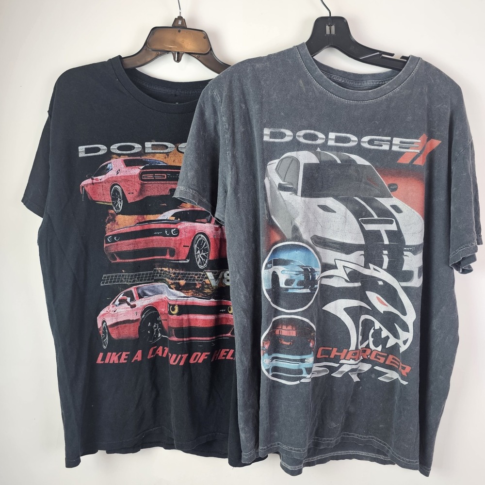 Lot of 2 American Muscle Dodge Charger T Shirts Classics Large Car Enthusiast